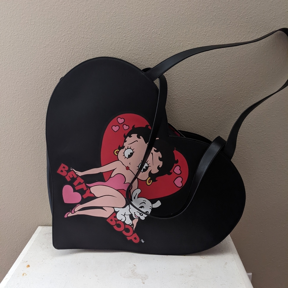 Giant faux leather vinyl satin lined Betty boop mega tote